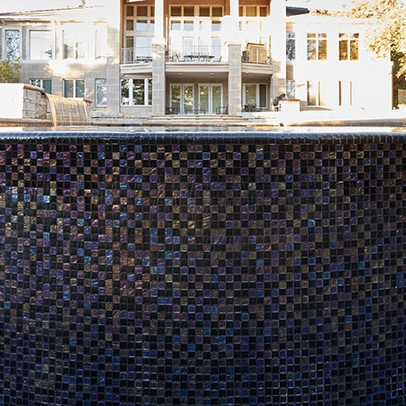 Twilight Black 1x1 Glass Mosaic 12"x12" Pool Tile - Image 3