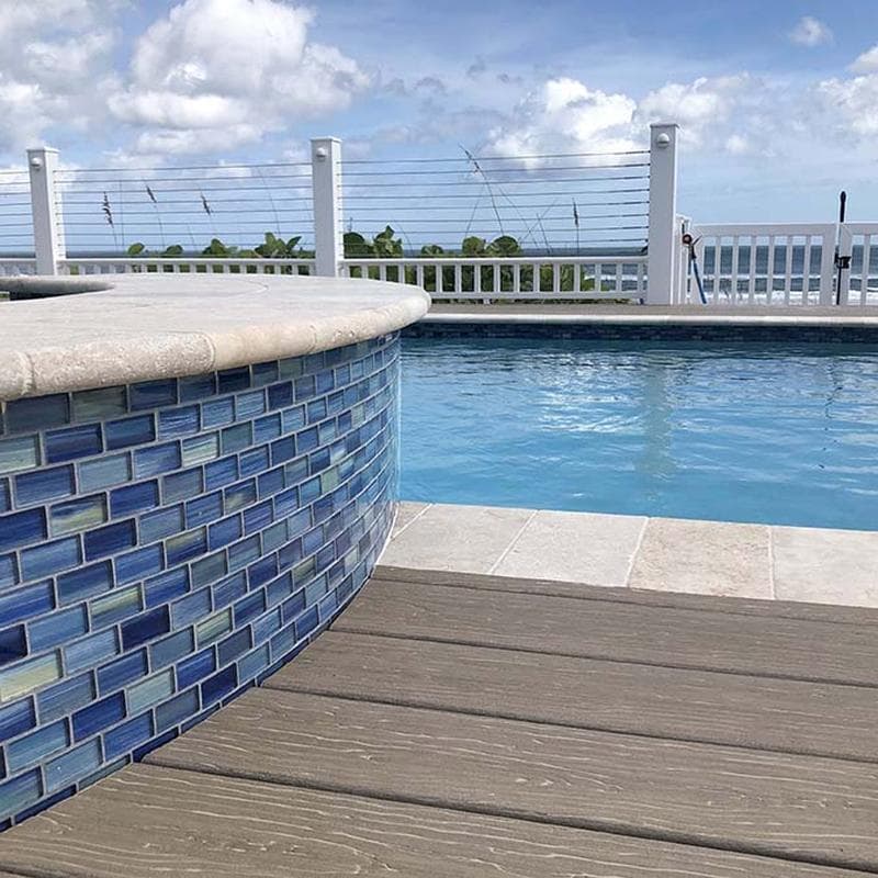 Watercolors Blue Blend 1x2 Glass Mosaic 12"x12" Pool Tile - Image 6