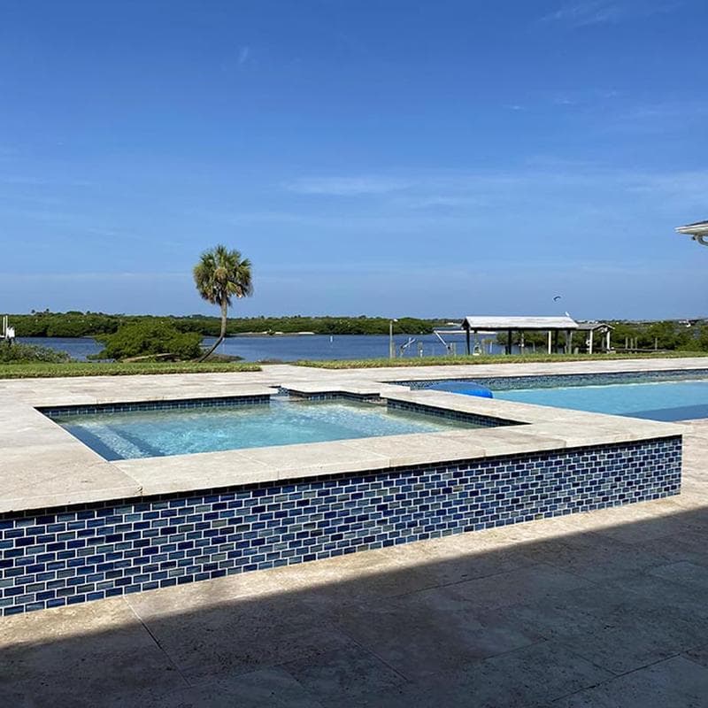 Watercolors Blue Blend 1x2 Glass Mosaic 12"x12" Pool Tile - Image 7