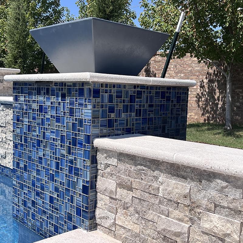 Watercolors Blue Blend 1x2 Glass Mosaic 12"x12" Pool Tile - Image 4