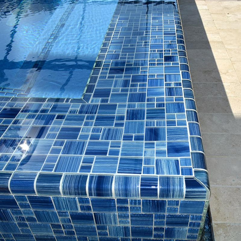 Watercolors Caribbean Blue Blend Mixed Glass Mosaic 12"x12" Pool Tile - Image 6
