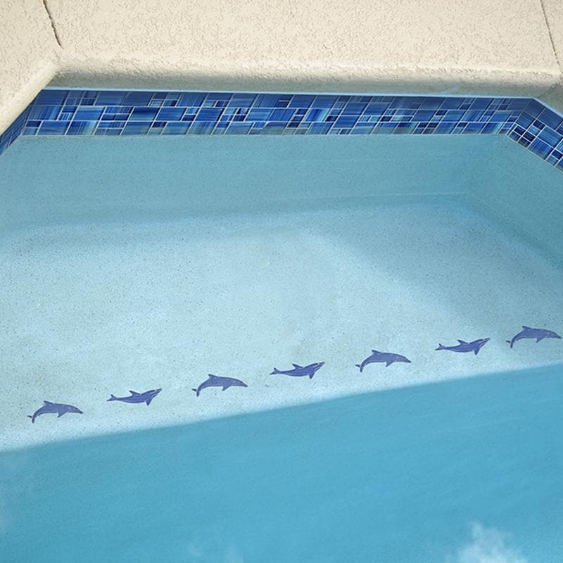 Watercolors Caribbean Blue Blend Mixed Glass Mosaic 12"x12" Pool Tile - Image 3