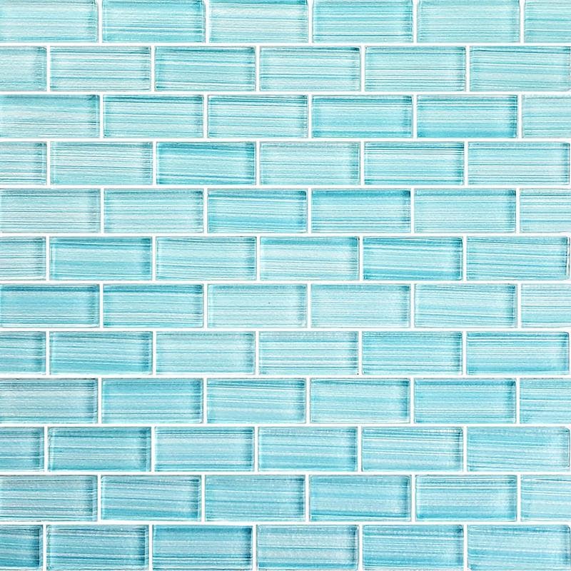 Watercolors Seafoam Blend 1x2 Glass Mosaic 12"x12" Pool Tile - Image 1