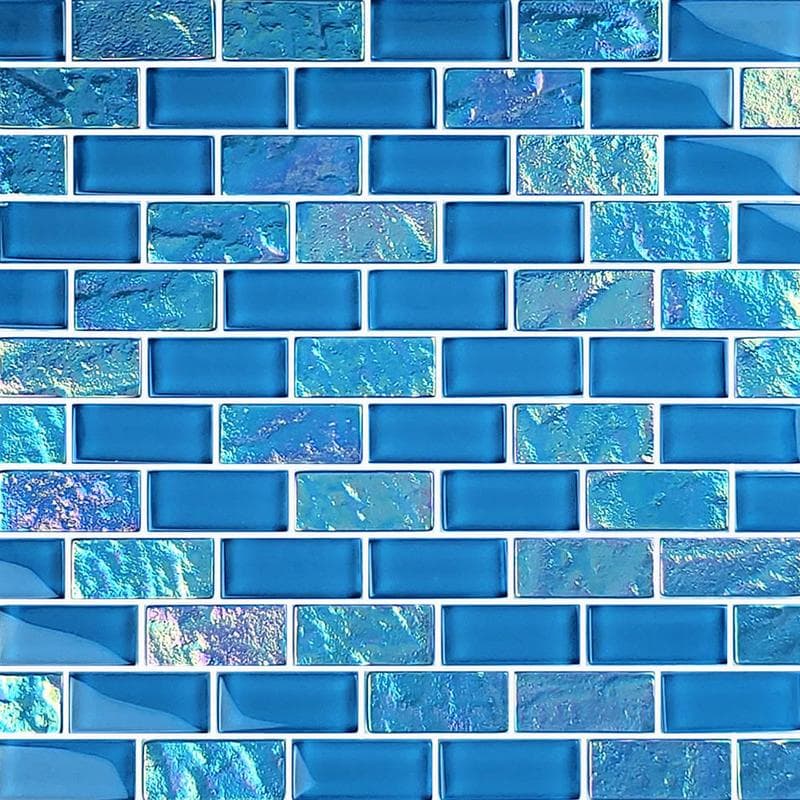 Twilight Azure 1x2 Glass Mosaic 12"x12" Pool Tile - Image 1