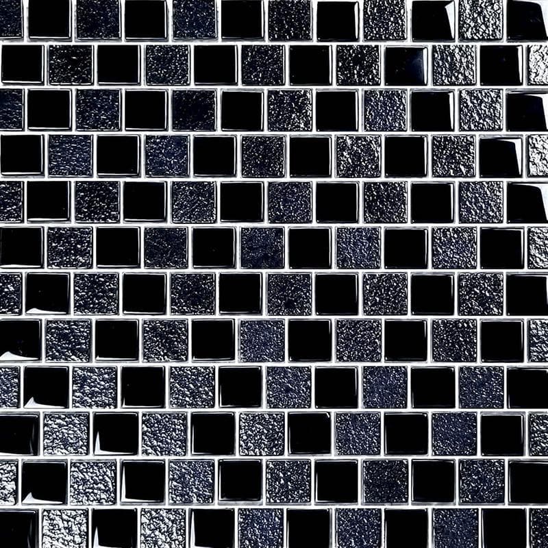 Signature Black 1x1 Glass Mosaic 12"x12" Pool Tile - Image 1