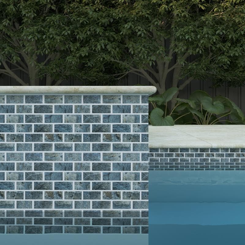 Aquabella Italian Slate San Marino 1x2 Porcelain Mosaic 12"x12" Pool Tile (IS-1234) - Image 7
