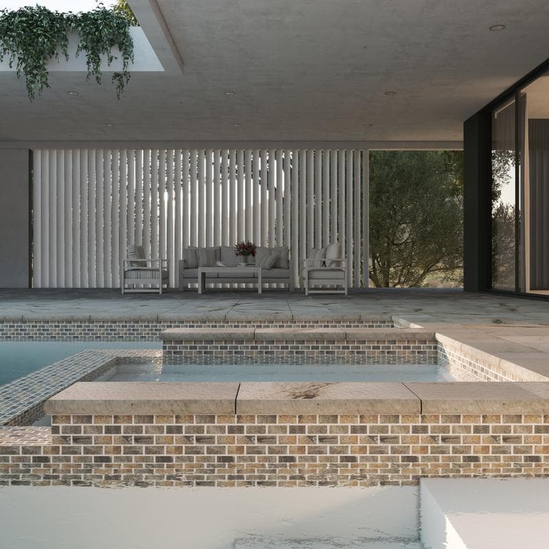 Aquabella Italian Slate Milan 1x2 Porcelain Mosaic 12"x12" Pool Tile (IS-1235) - Image 6