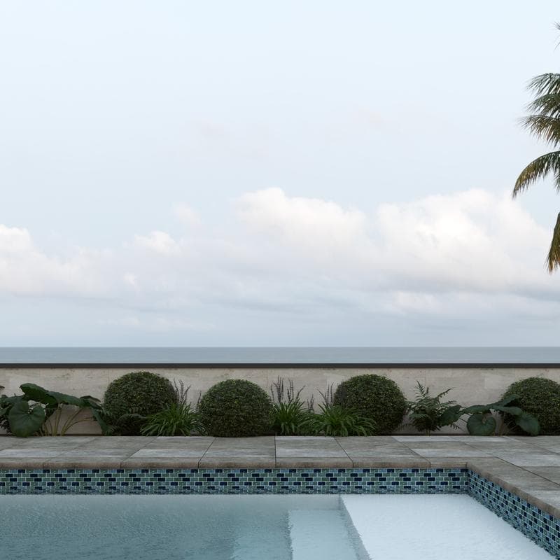 Aquabella Shimmer Aquamarine Blend 1x2 Glass Mosaic 12"x12" Pool Tile (SH-1294) - Image 4