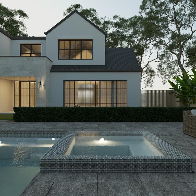 Aquabella Mountains Rockies 1x2 Porcelain Mosaic 12"x12" Pool Tile - Image 12