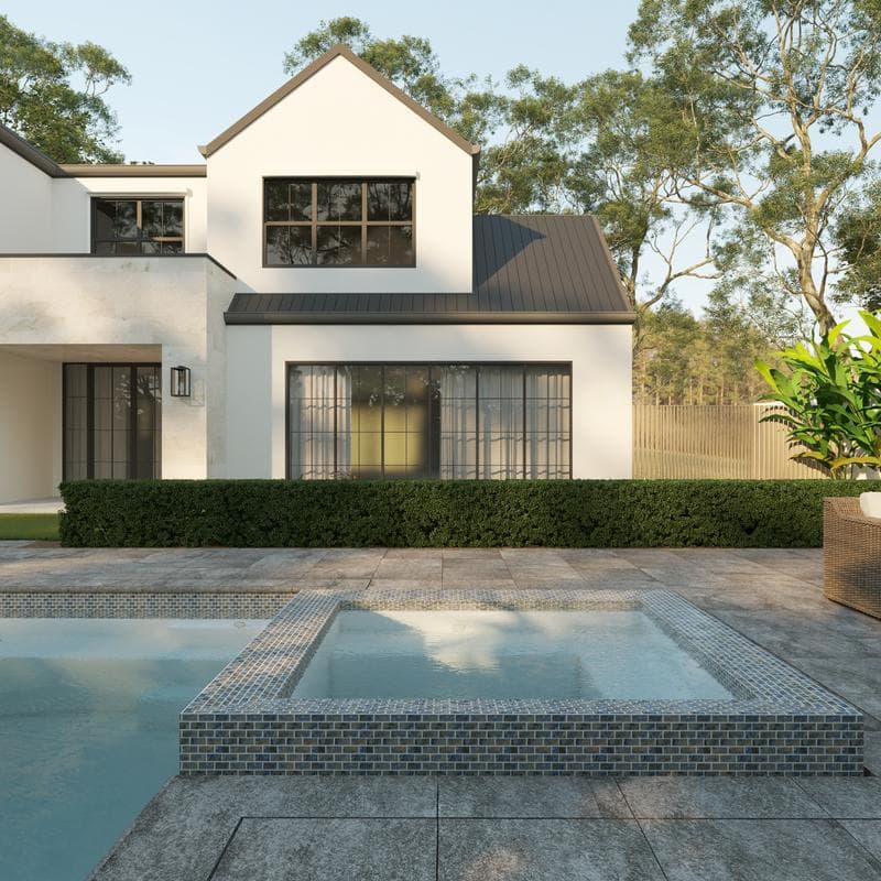 Aquabella Mountains Rockies 1x2 Porcelain Mosaic 12"x12" Pool Tile - Image 4