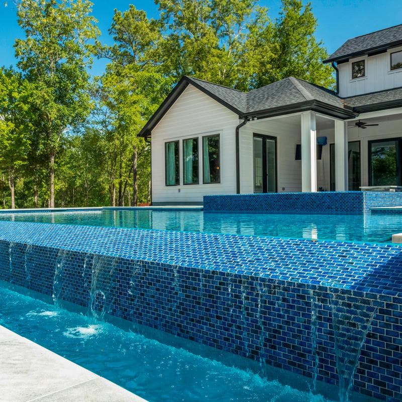 Aquabella Flora Periwinkle 1x2 Glass Mosaic 12"x12" Pool Tile - Image 4