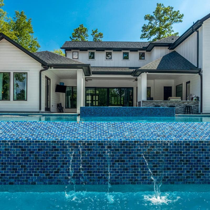 Aquabella Flora Periwinkle 1x2 Glass Mosaic 12"x12" Pool Tile - Image 5