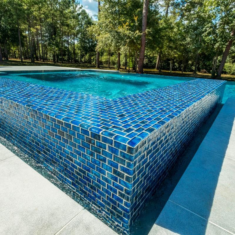 Aquabella Flora Periwinkle 1x2 Glass Mosaic 12"x12" Pool Tile - Image 9