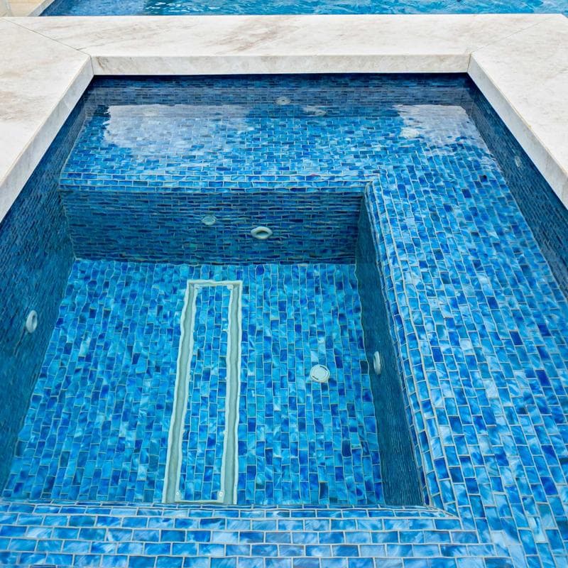 Aquabella Flora Periwinkle 1x2 Glass Mosaic 12"x12" Pool Tile - Image 14