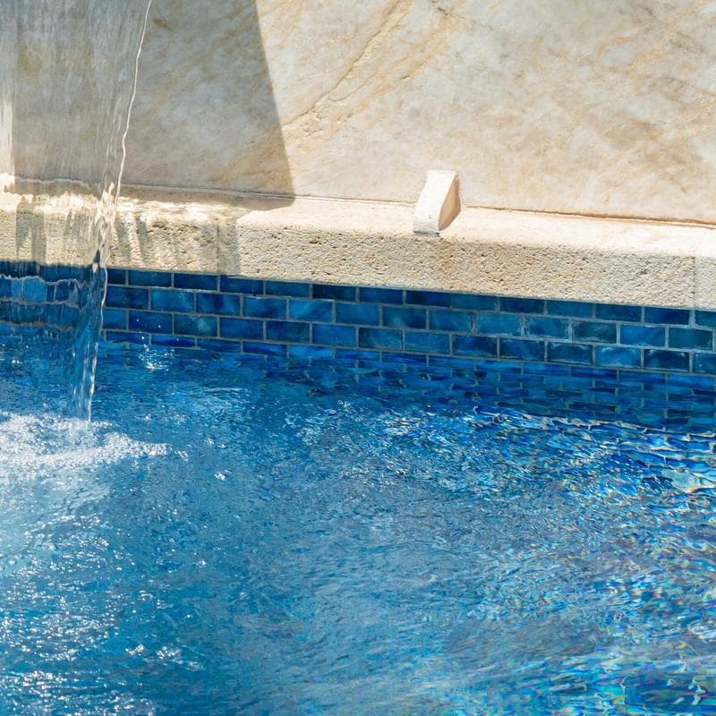 Aquabella Flora Periwinkle 1x2 Glass Mosaic 12"x12" Pool Tile - Image 15