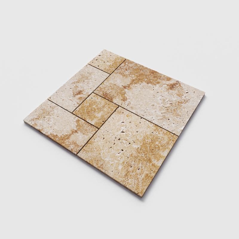 Chocolate Brown (Walnut) Travertine Field Tile French Pattern - Image 2
