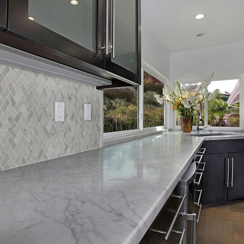 MSI Carrara White 1x2 Herringbone Honed - Image 2