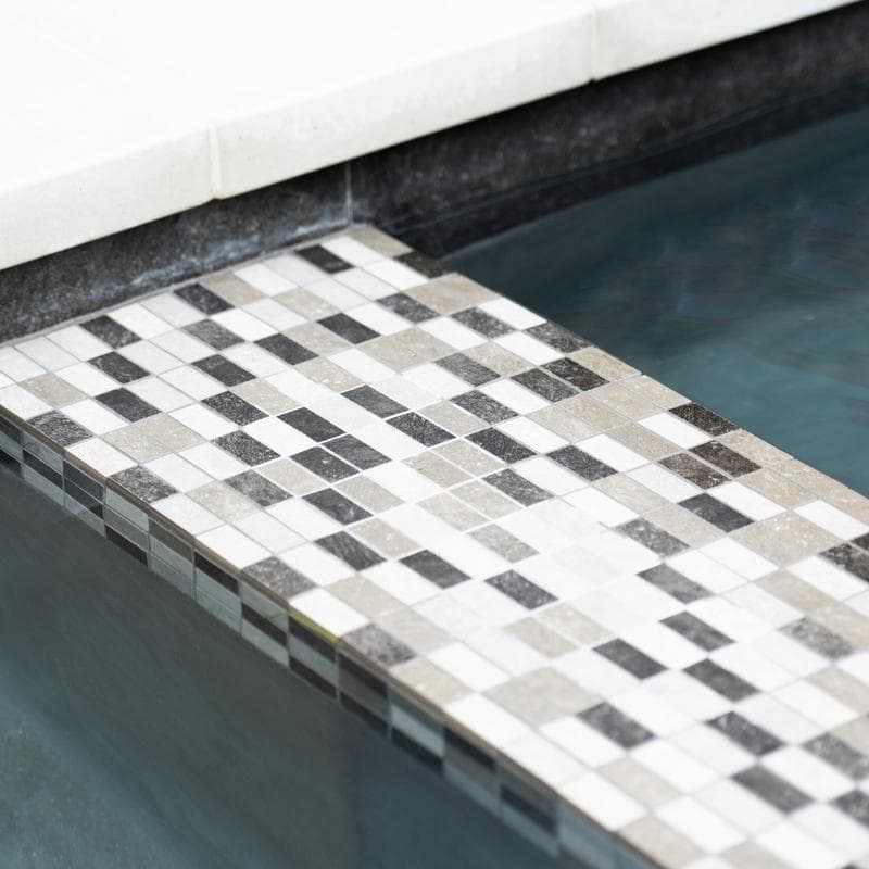 Aquabella Stone Age Straight 1x2 Porcelain Mosaic 12"x12" Pool Tile - Image 29