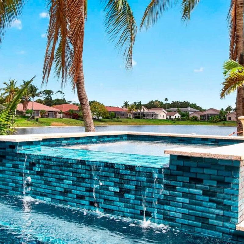 Aquabella Starlight Stellar 1.5x4 Glass Mosaic 12"x12" Pool Tile - Image 3