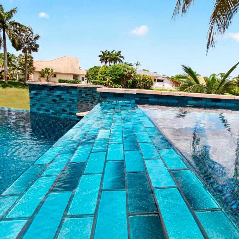 Aquabella Starlight Stellar 1.5x4 Glass Mosaic 12"x12" Pool Tile - Image 6