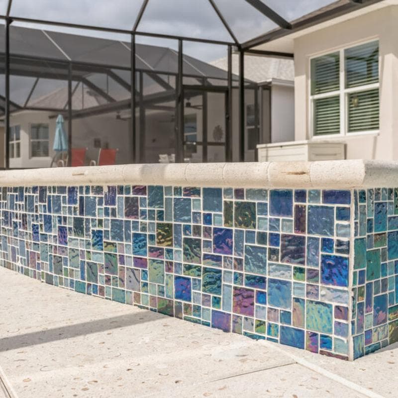 Aquabella Shimmer Bermuda Block Random Glass Mosaic 12"x12" Pool Tile (SH-891) - Image 6